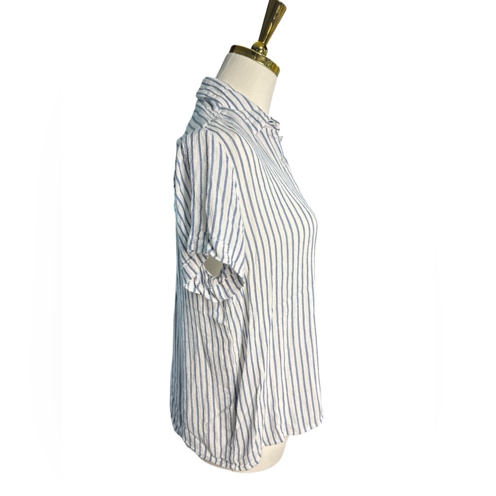 Japna Blue and White Striped Button Down Shirt Size L - Picture 4 of 6